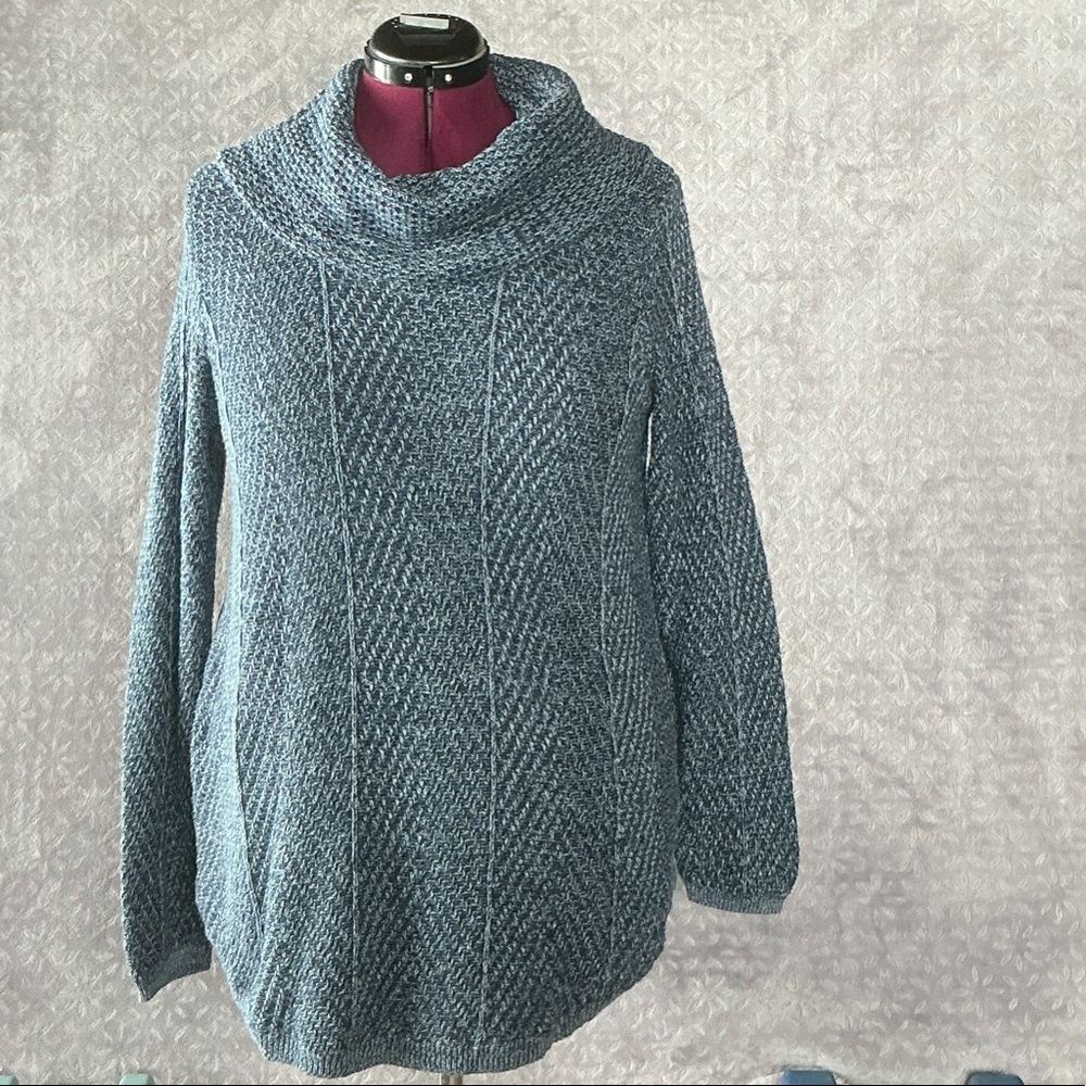 eight eight eight Blue Textured Cowl Neck Sweater